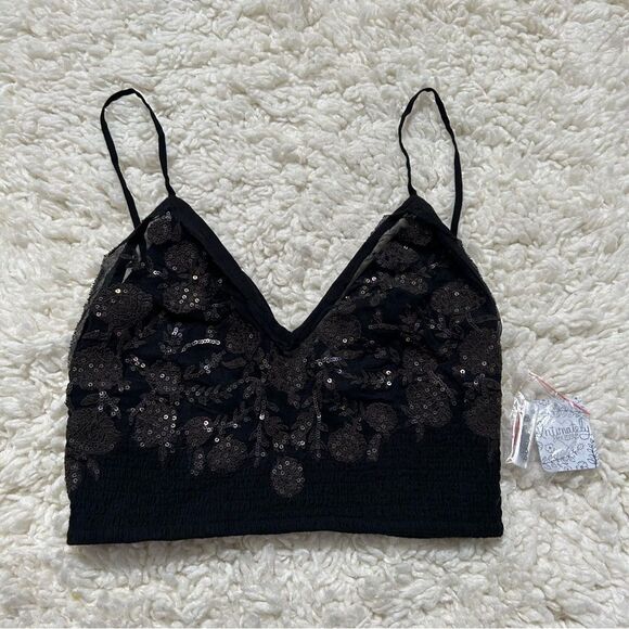 Free People Tops - Intimately Free People Black Embellished Crop Top Size Small